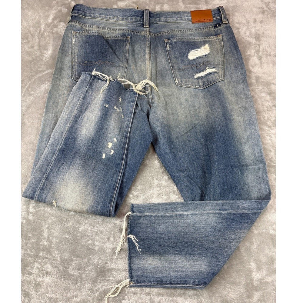 Lucky Brand Sienna Slim Boyfriend Jeans Distressed Raw Hem Blue Denim 14/32 NEW - Picture 2 of 8